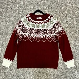 Women's Red and White Sweater